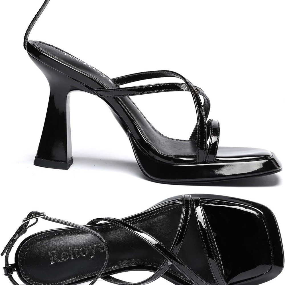 Platform High Chunky  Heels Square Toe Heeled Sandals Ankle strap Block Heels - Picture 3 of 6